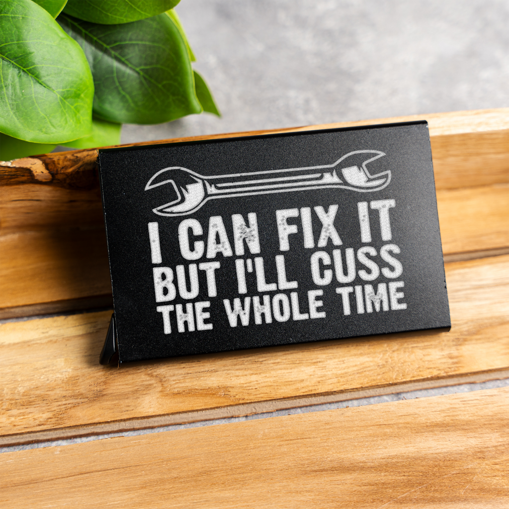 Aluminum Credit Card Holder - 'I Can Fix It' Design