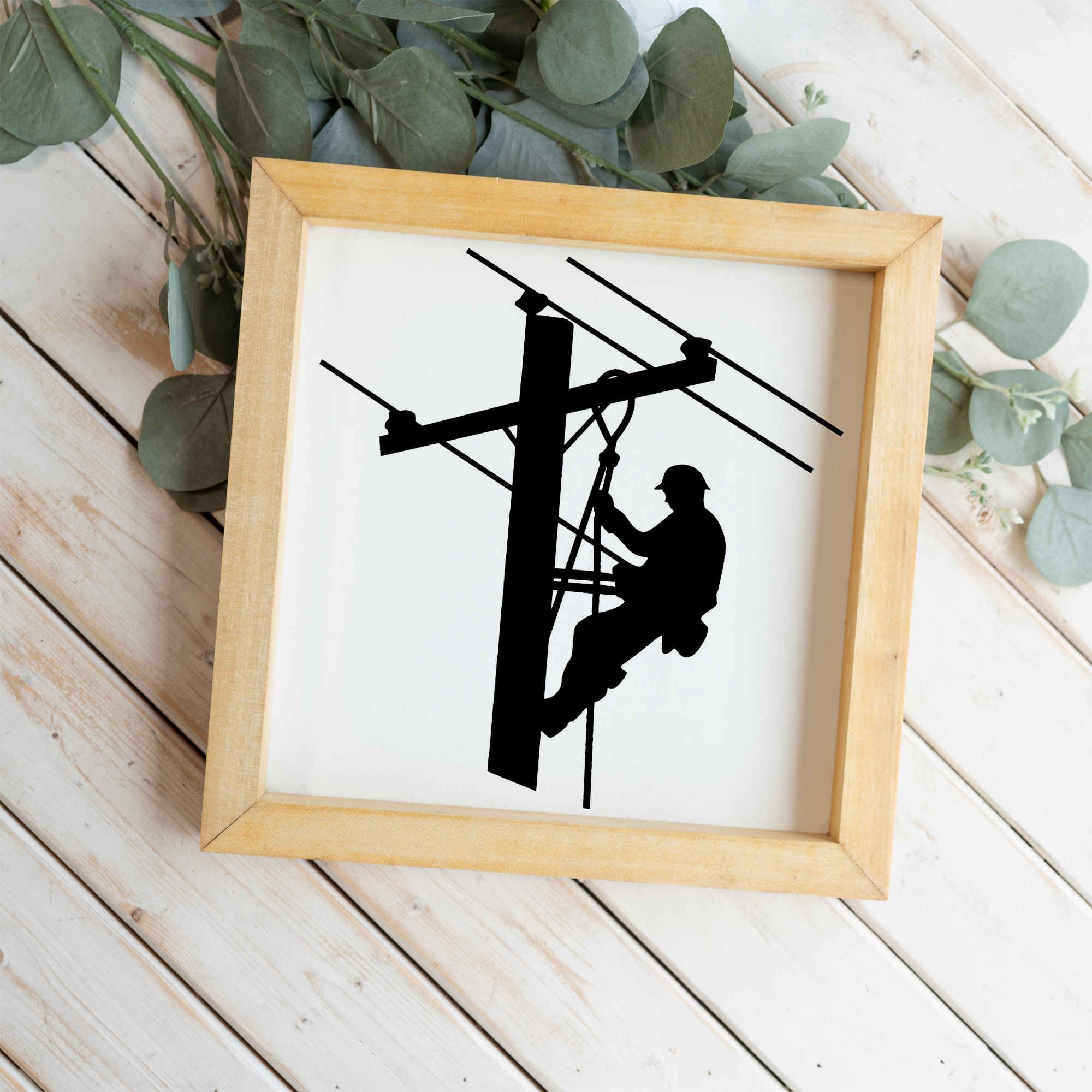 Lineman 1:1 Wooden Framed Decor