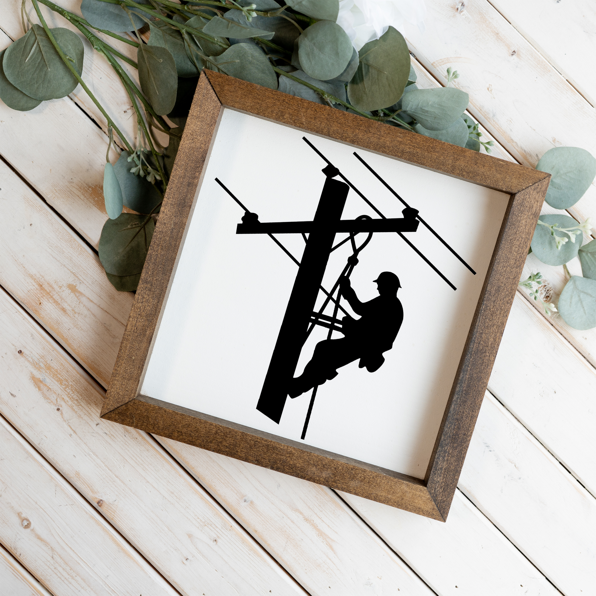 Lineman 1:1 Wooden Framed Decor