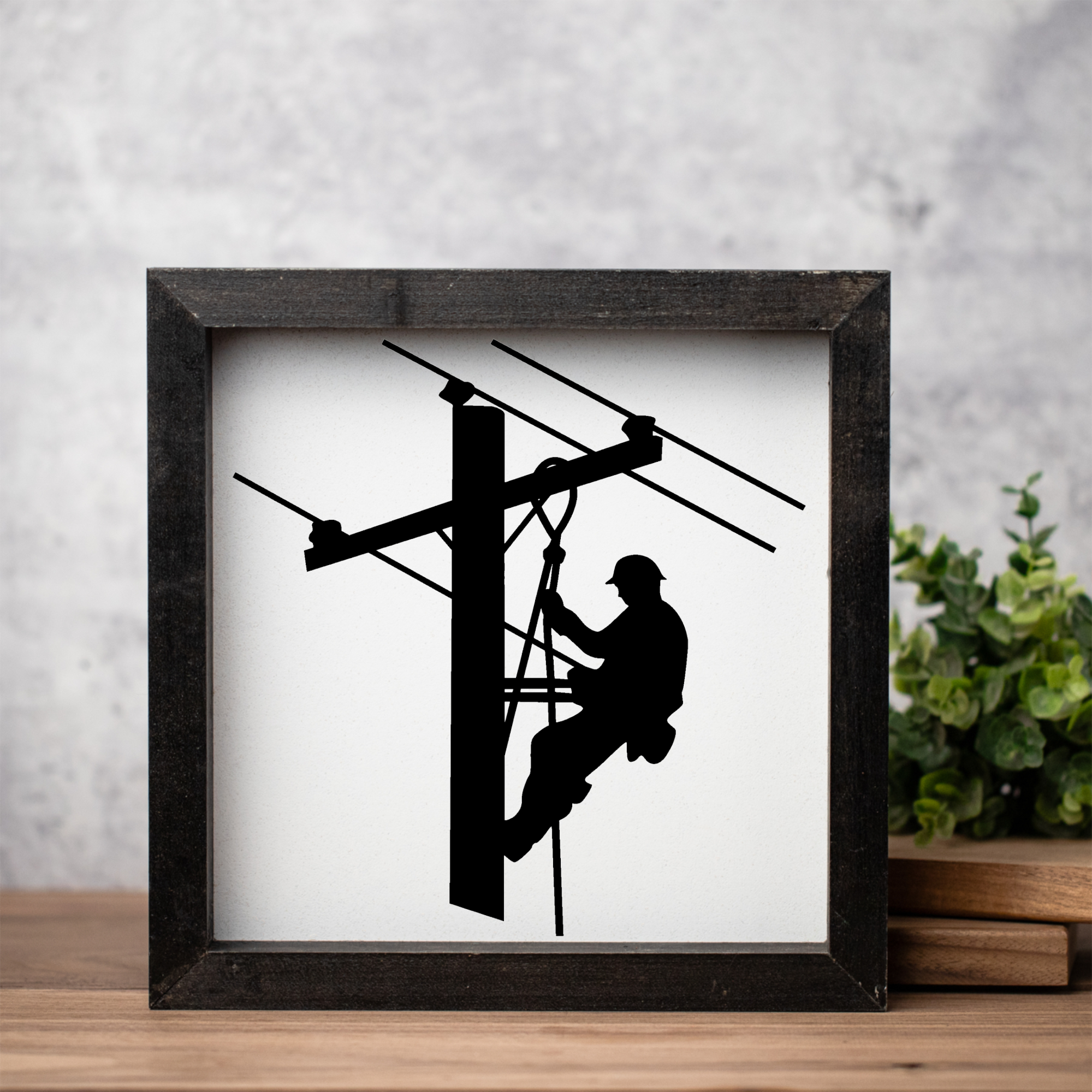 Lineman 1:1 Wooden Framed Decor