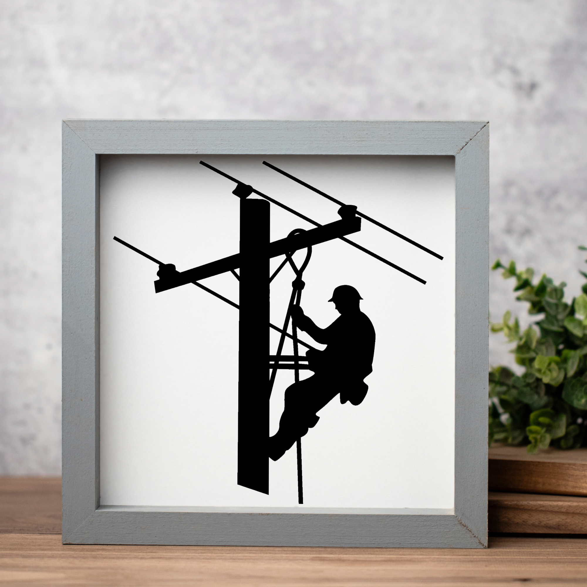 Lineman 1:1 Wooden Framed Decor