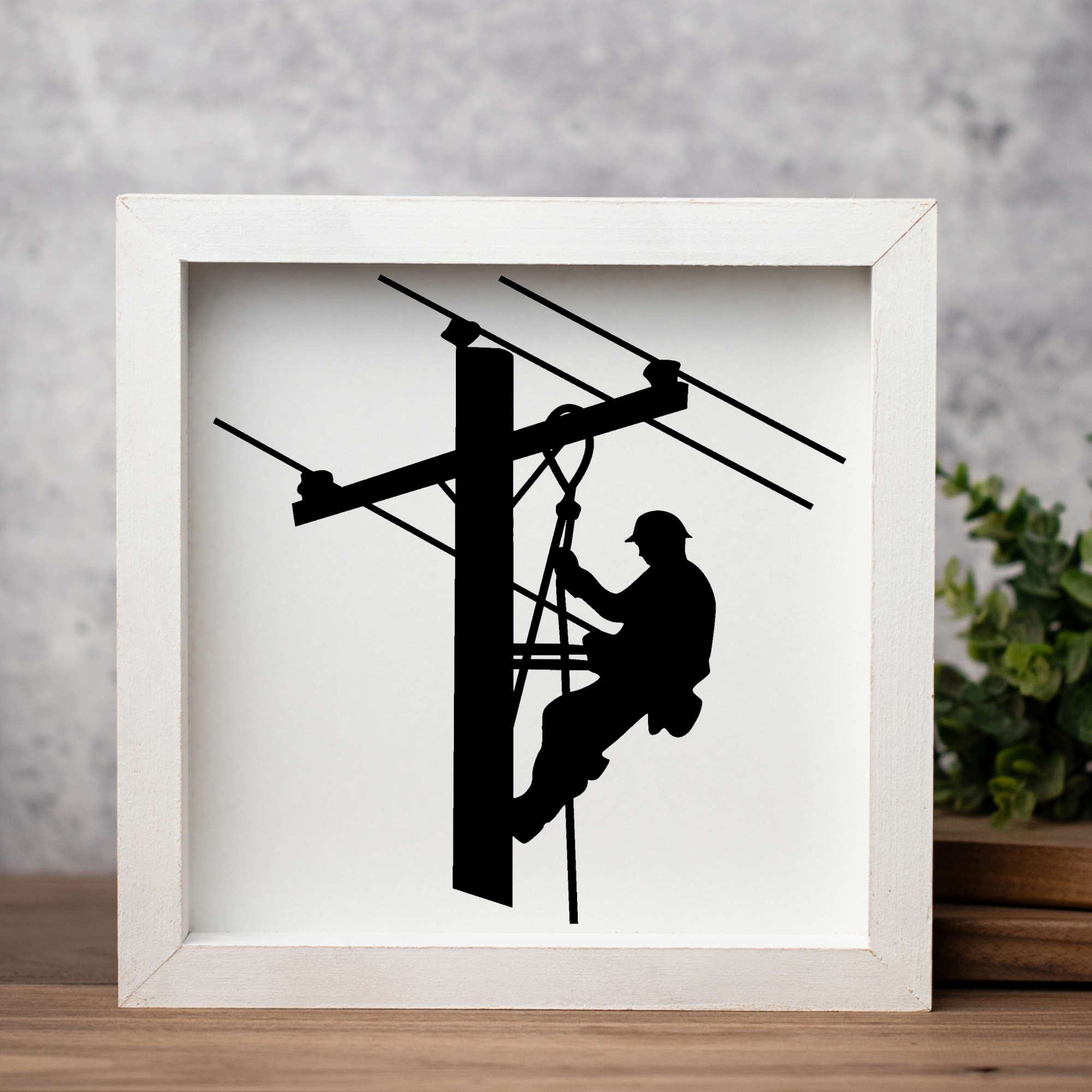 Lineman 1:1 Wooden Framed Decor