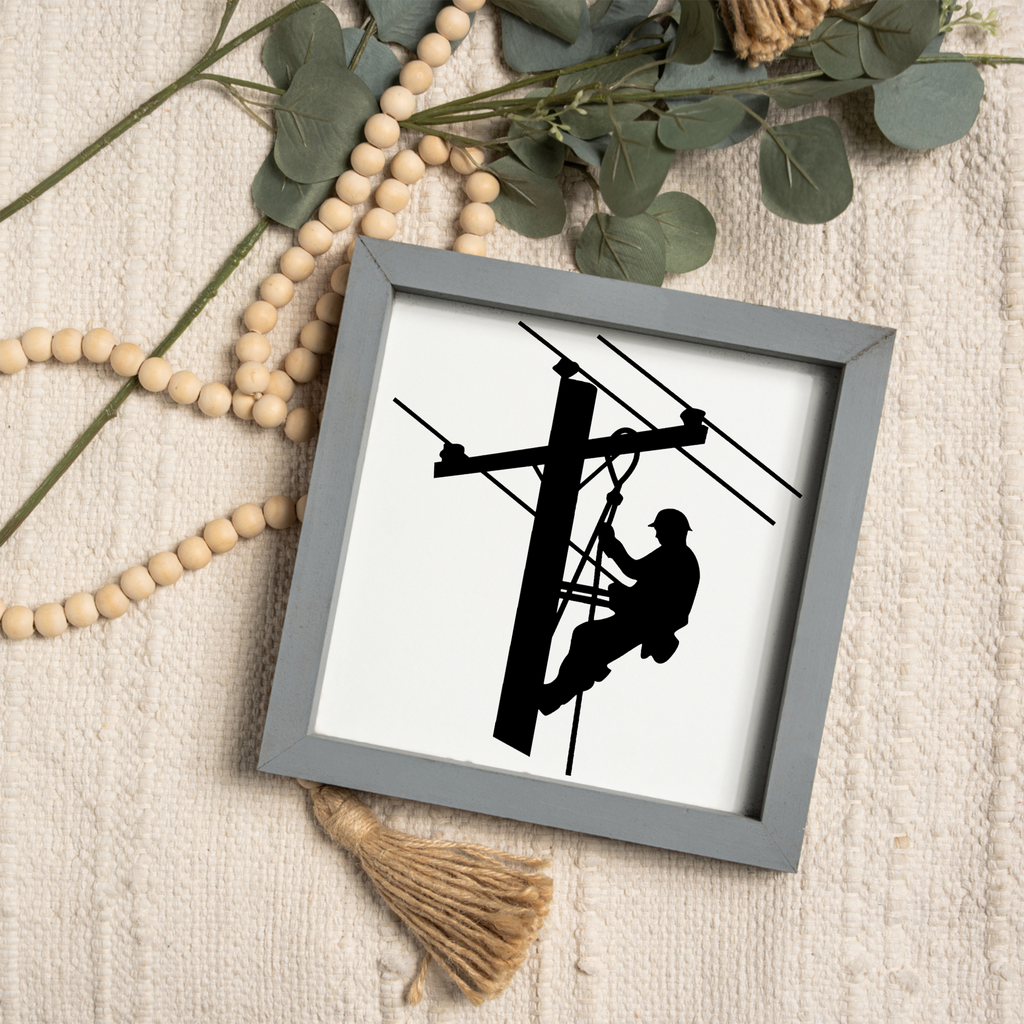 Lineman 1:1 Wooden Framed Decor