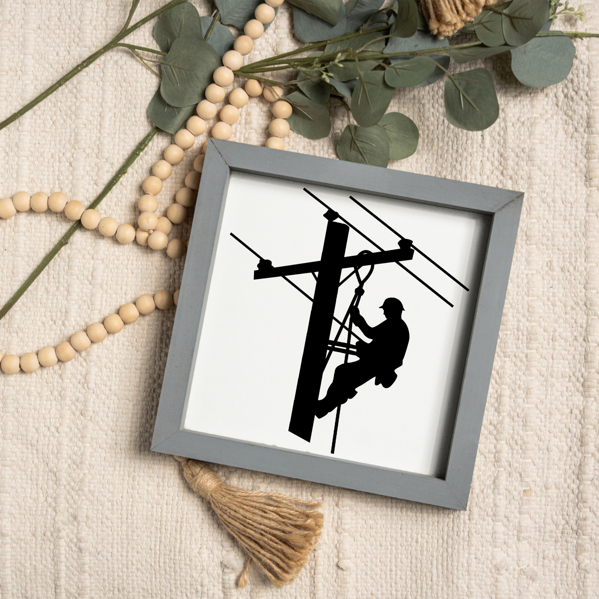 Lineman 1:1 Wooden Framed Decor