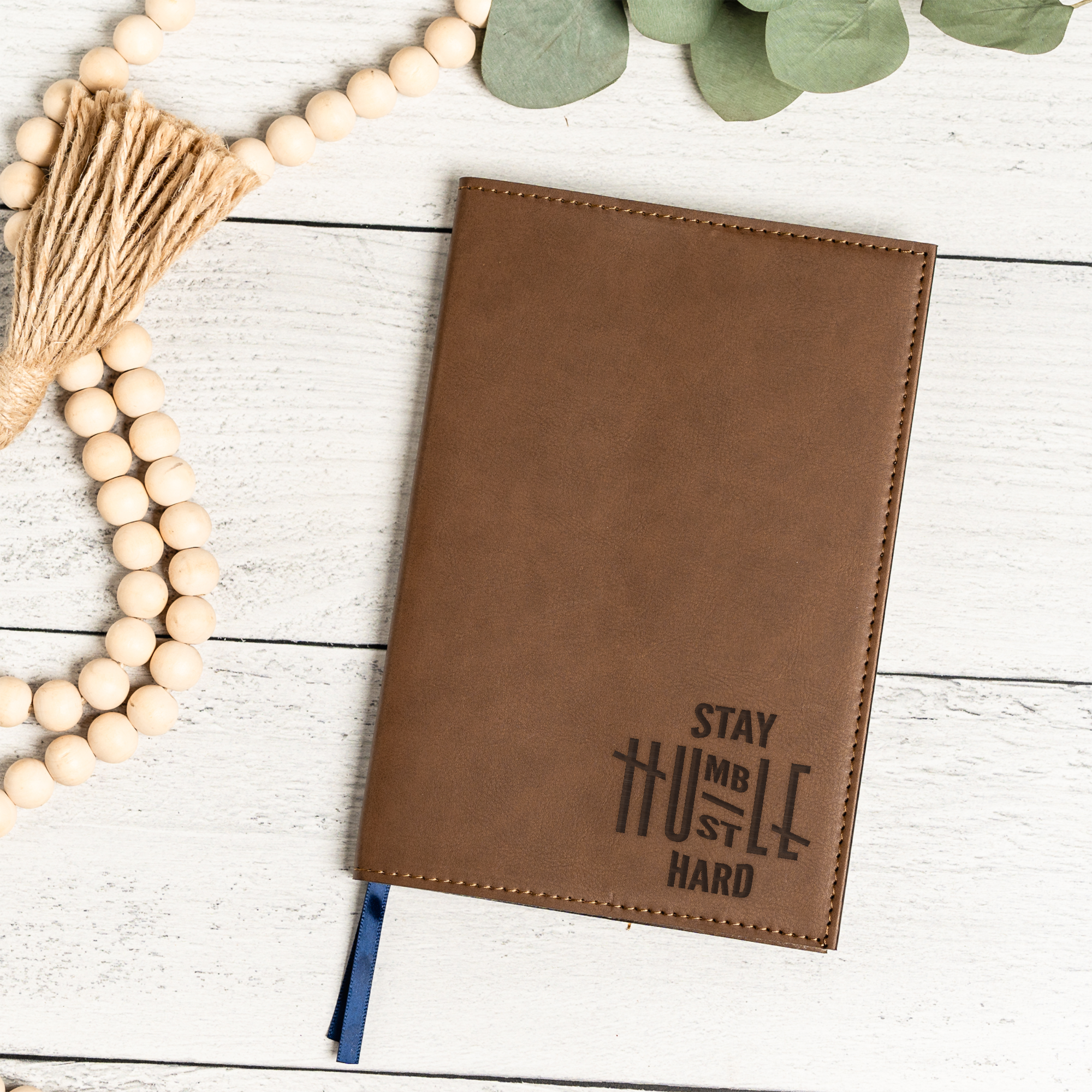 Stay Humble Hustle Hard Engraved Leather Journal