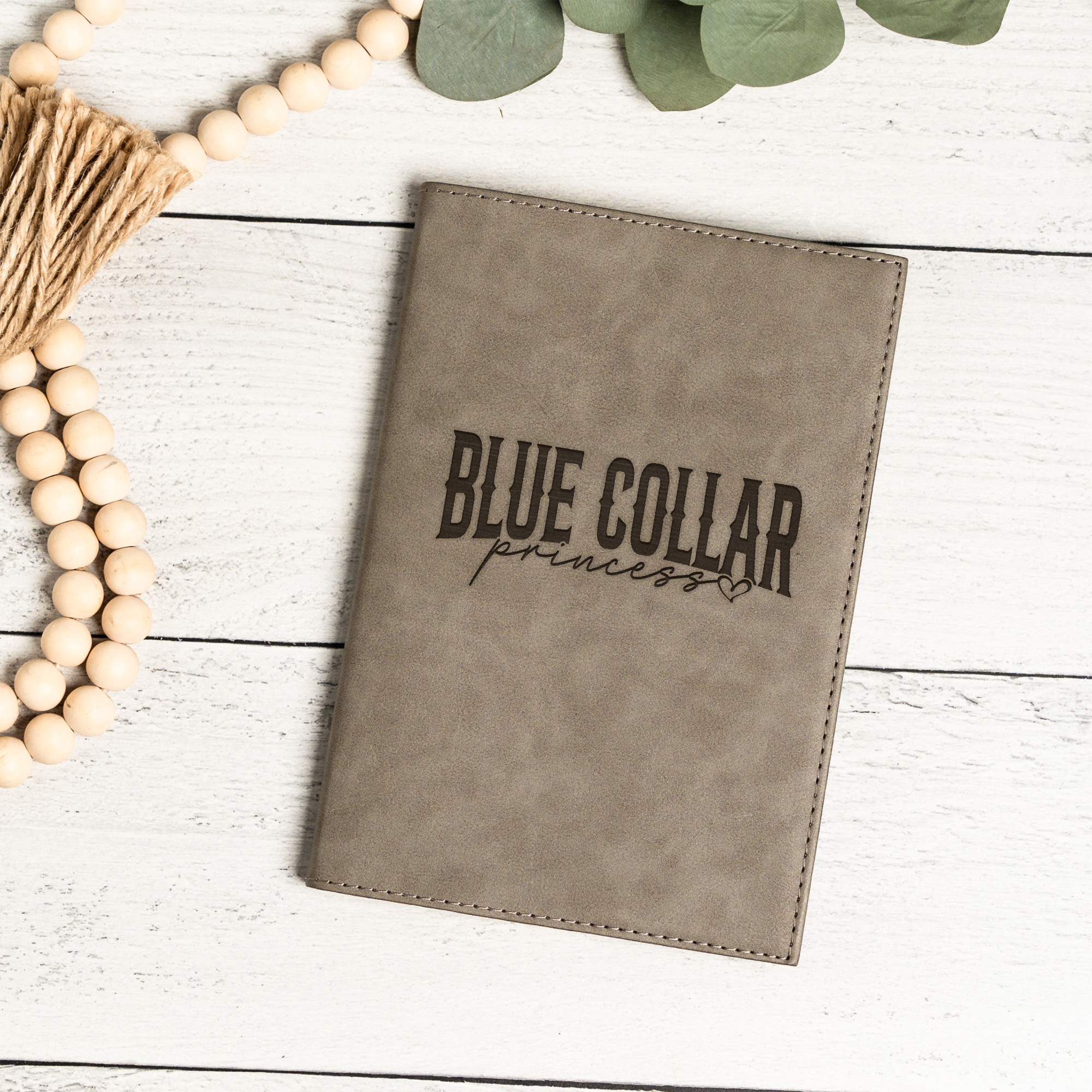 Blue Collar Princess Engraved Leather Journal