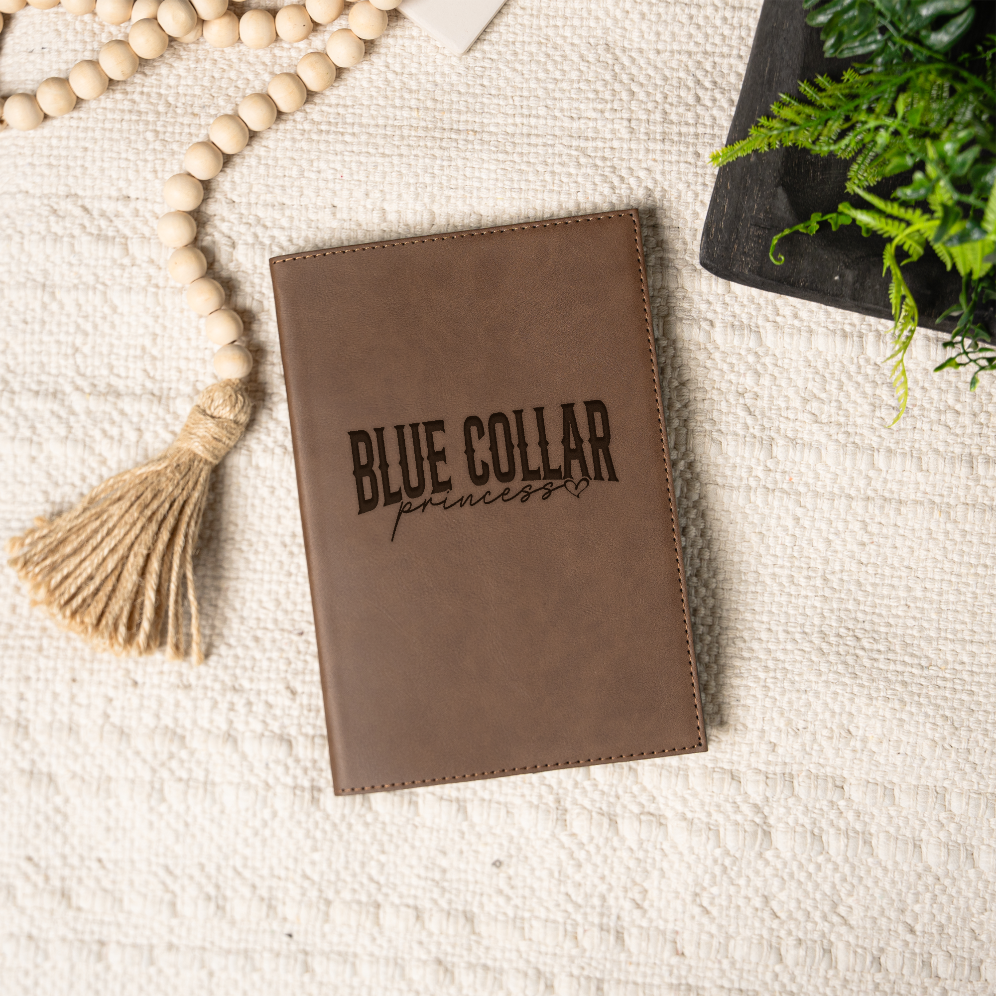 Blue Collar Princess Engraved Leather Journal
