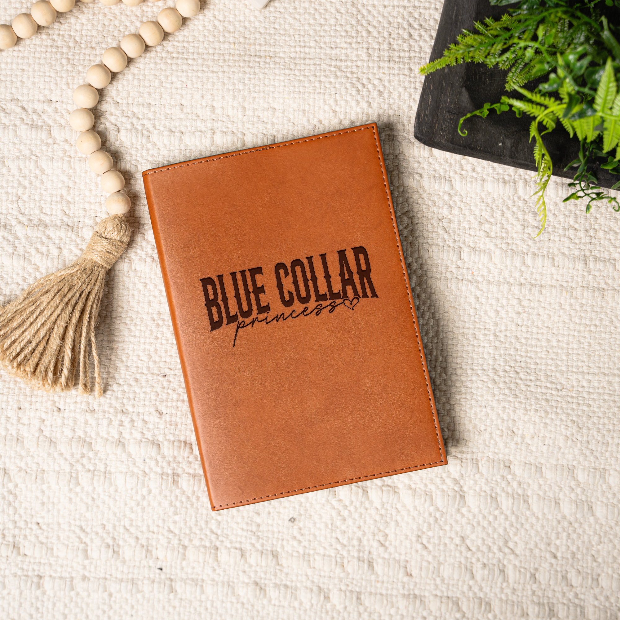 Blue Collar Princess Engraved Leather Journal