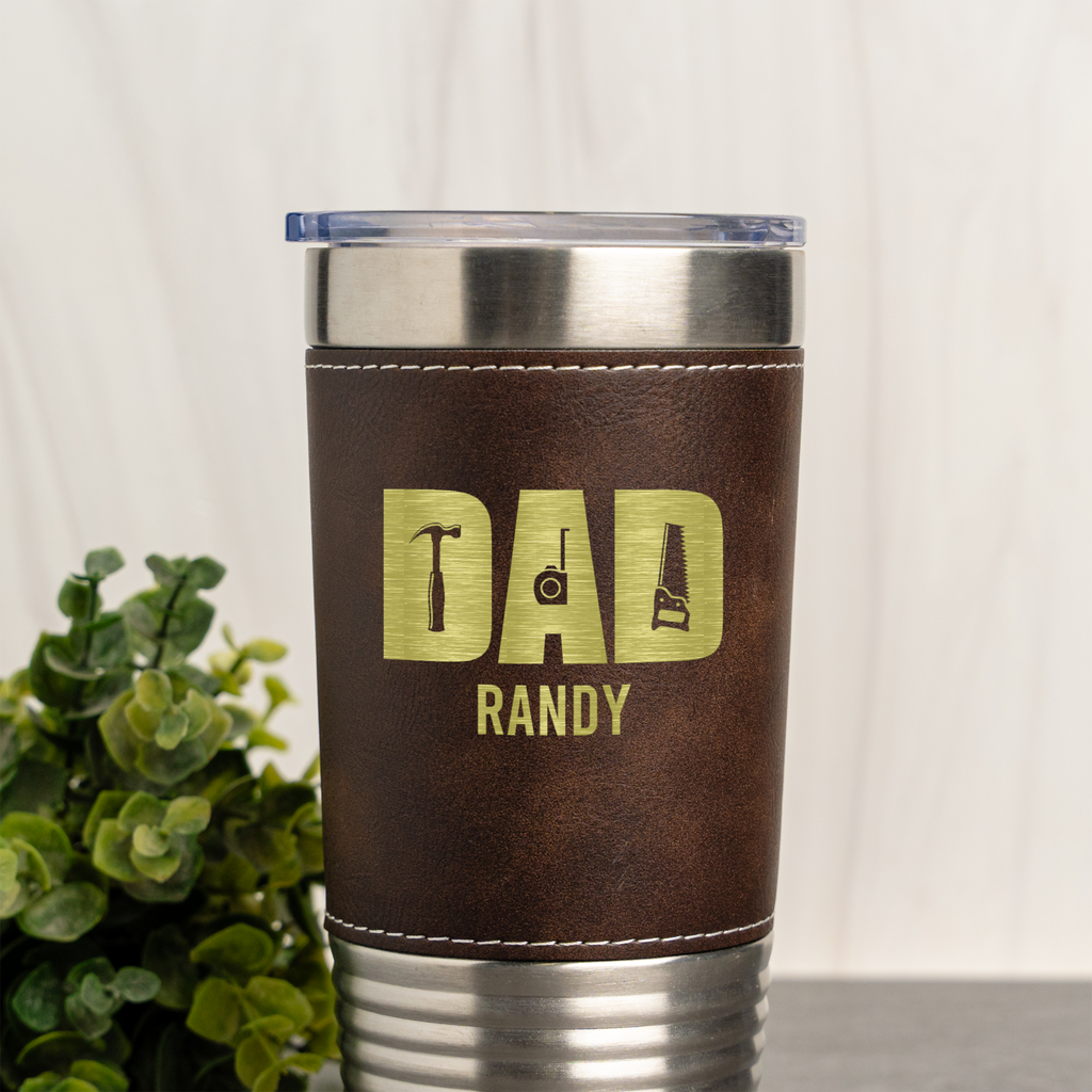 Custom Dad Handyman 20oz Leather Wrapped Tumbler