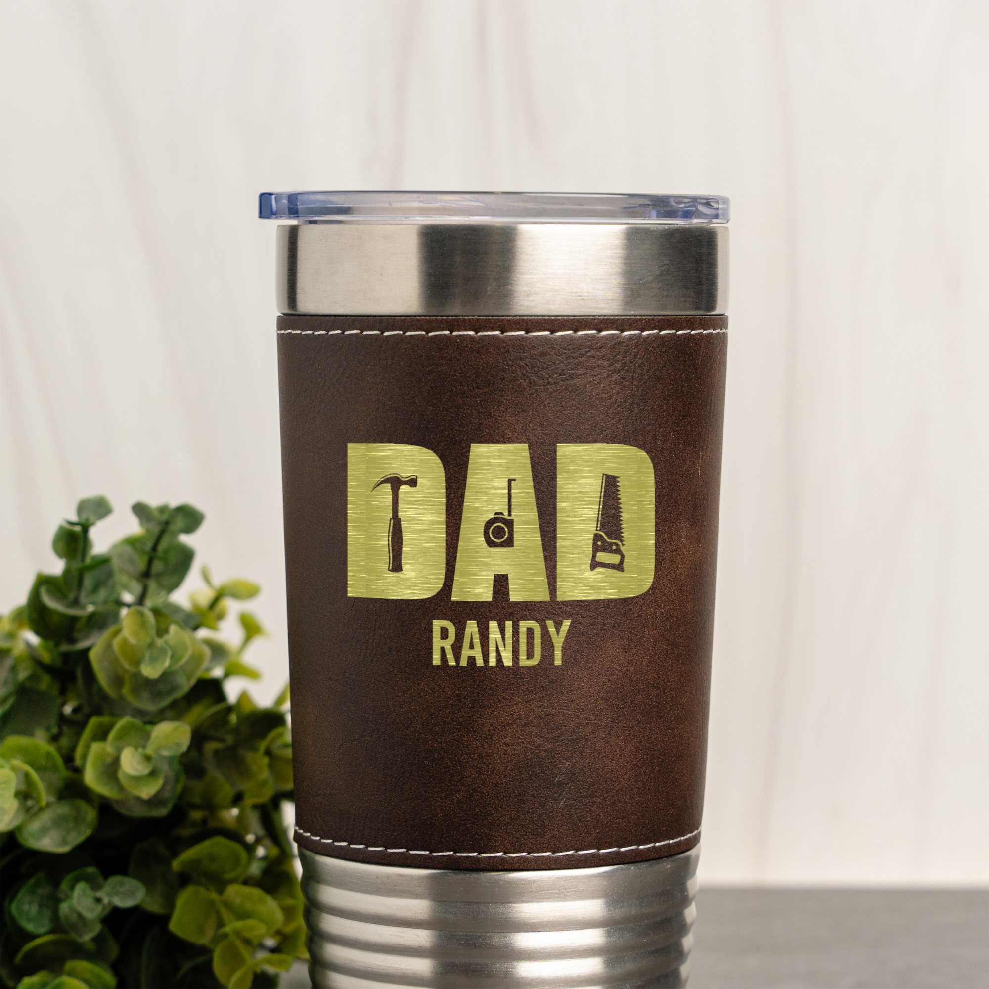 Custom Dad Handyman 20oz Leather Wrapped Tumbler
