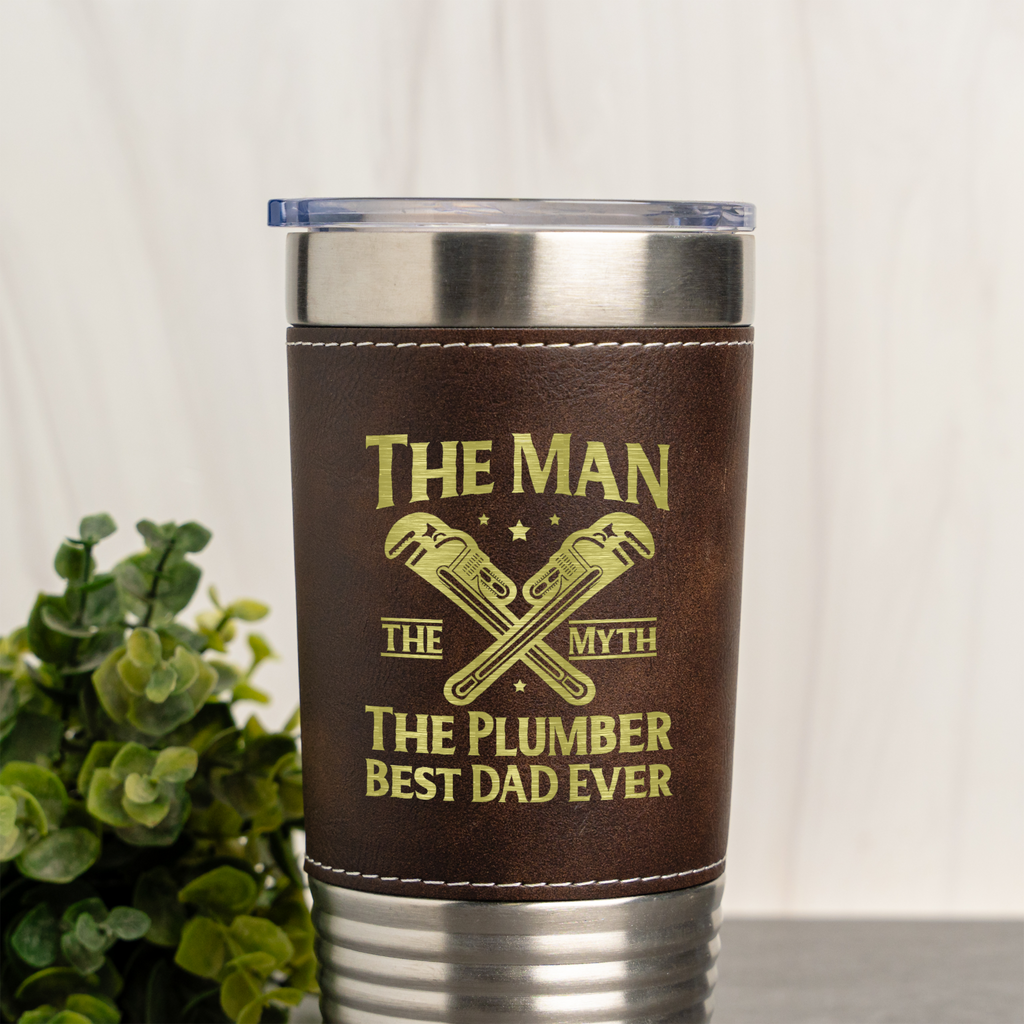 Father's Day Plumber Leather Wrapped Tumbler 20oz