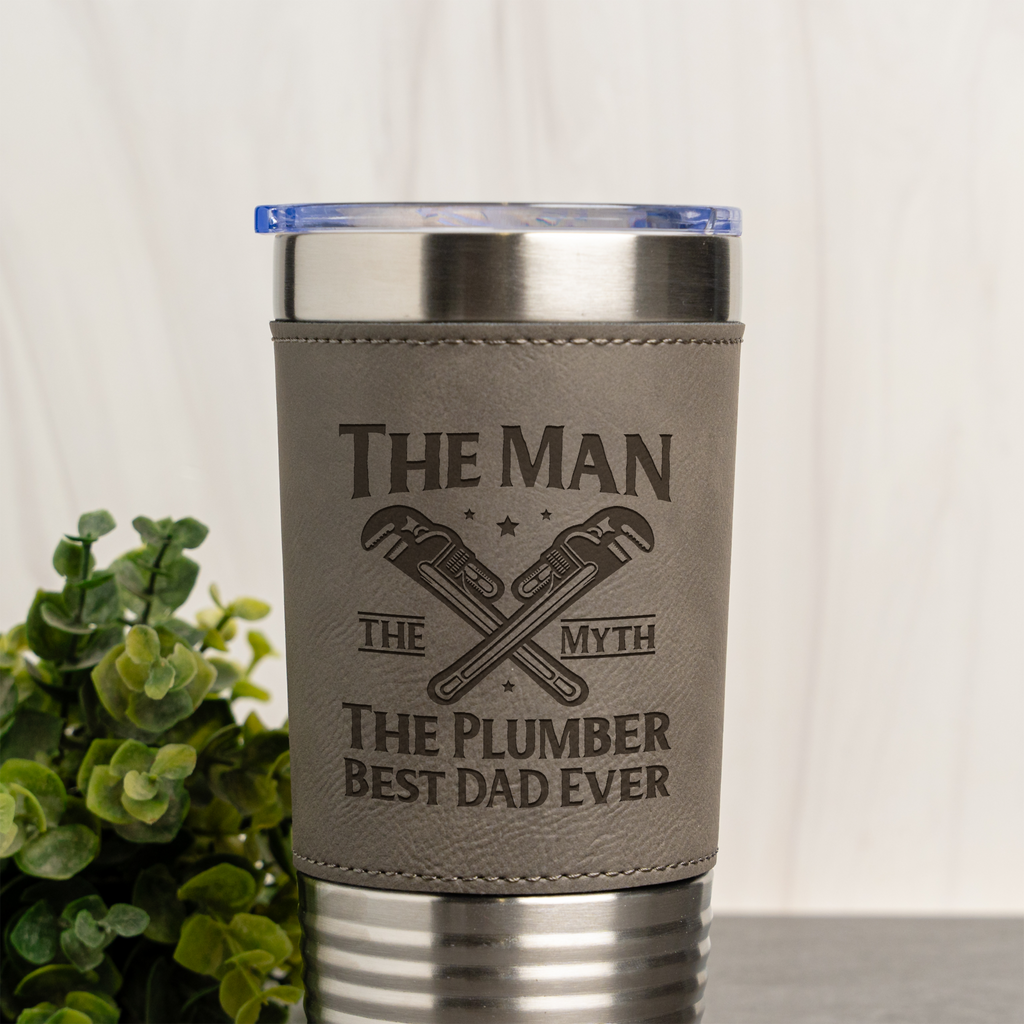 Father's Day Plumber Leather Wrapped Tumbler 20oz