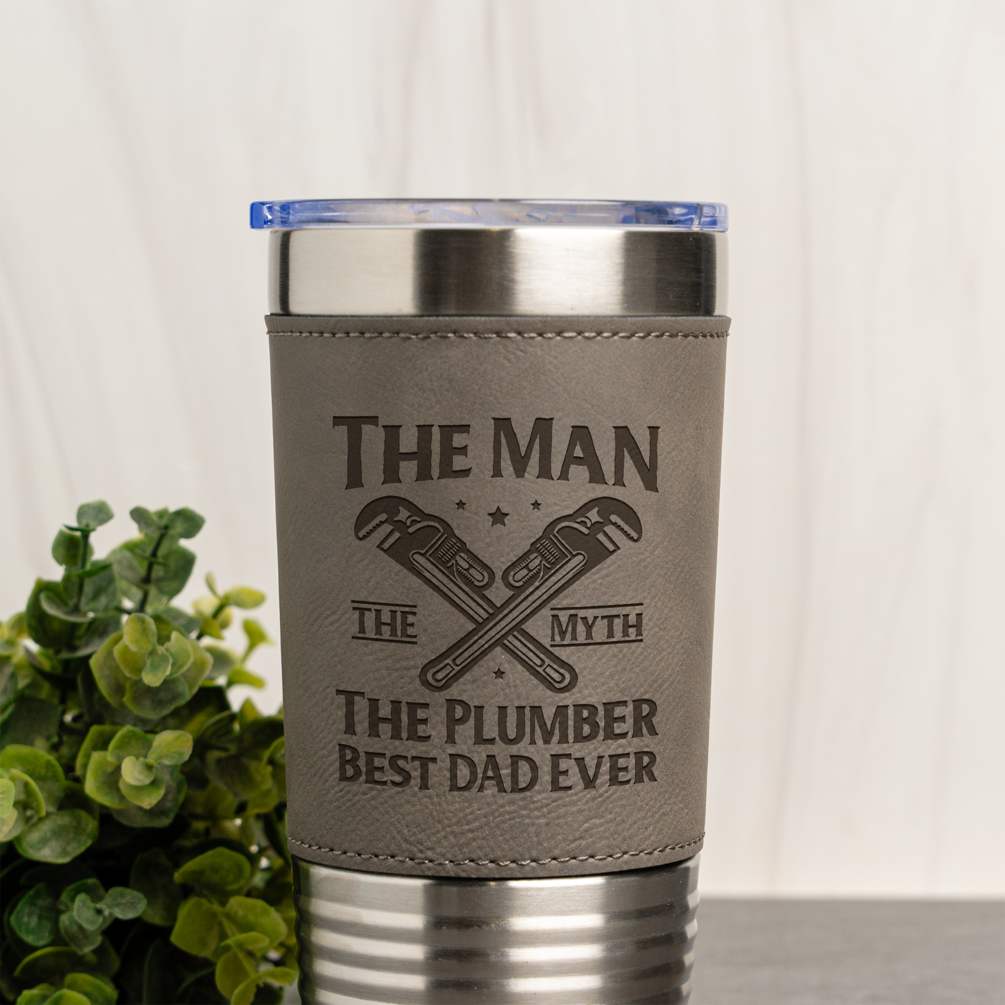 Father's Day Plumber Leather Wrapped Tumbler 20oz