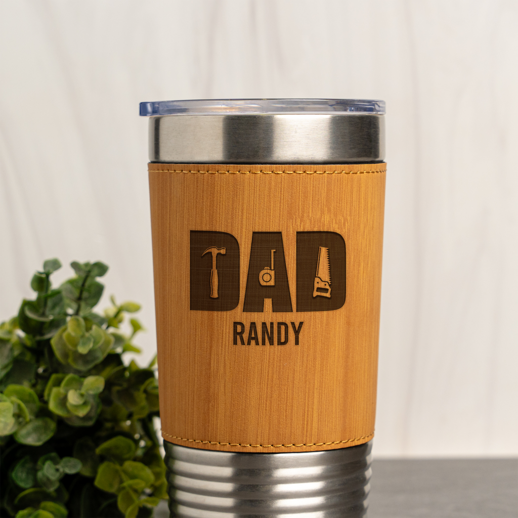 Custom Dad Handyman 20oz Leather Wrapped Tumbler