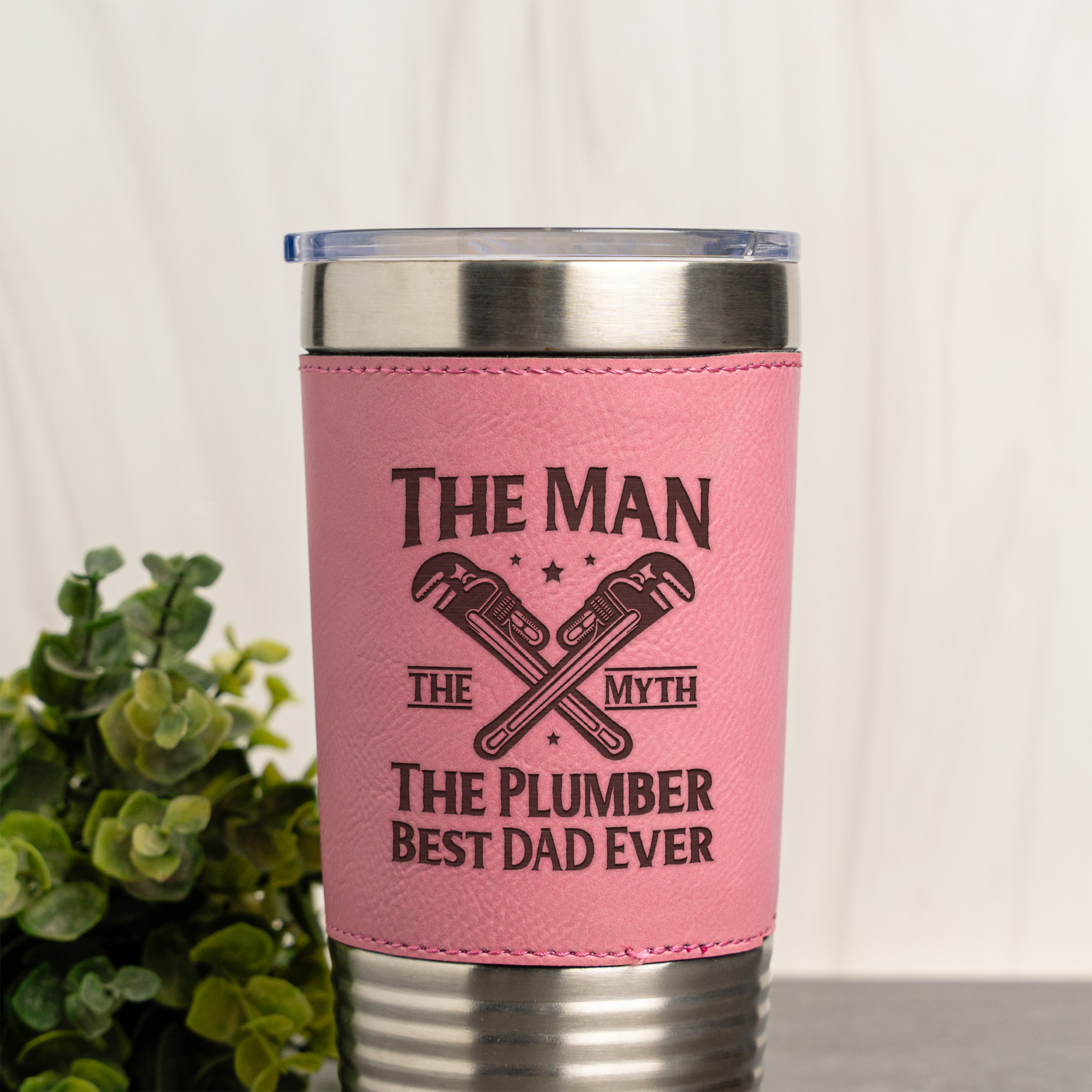 Father's Day Plumber Leather Wrapped Tumbler 20oz