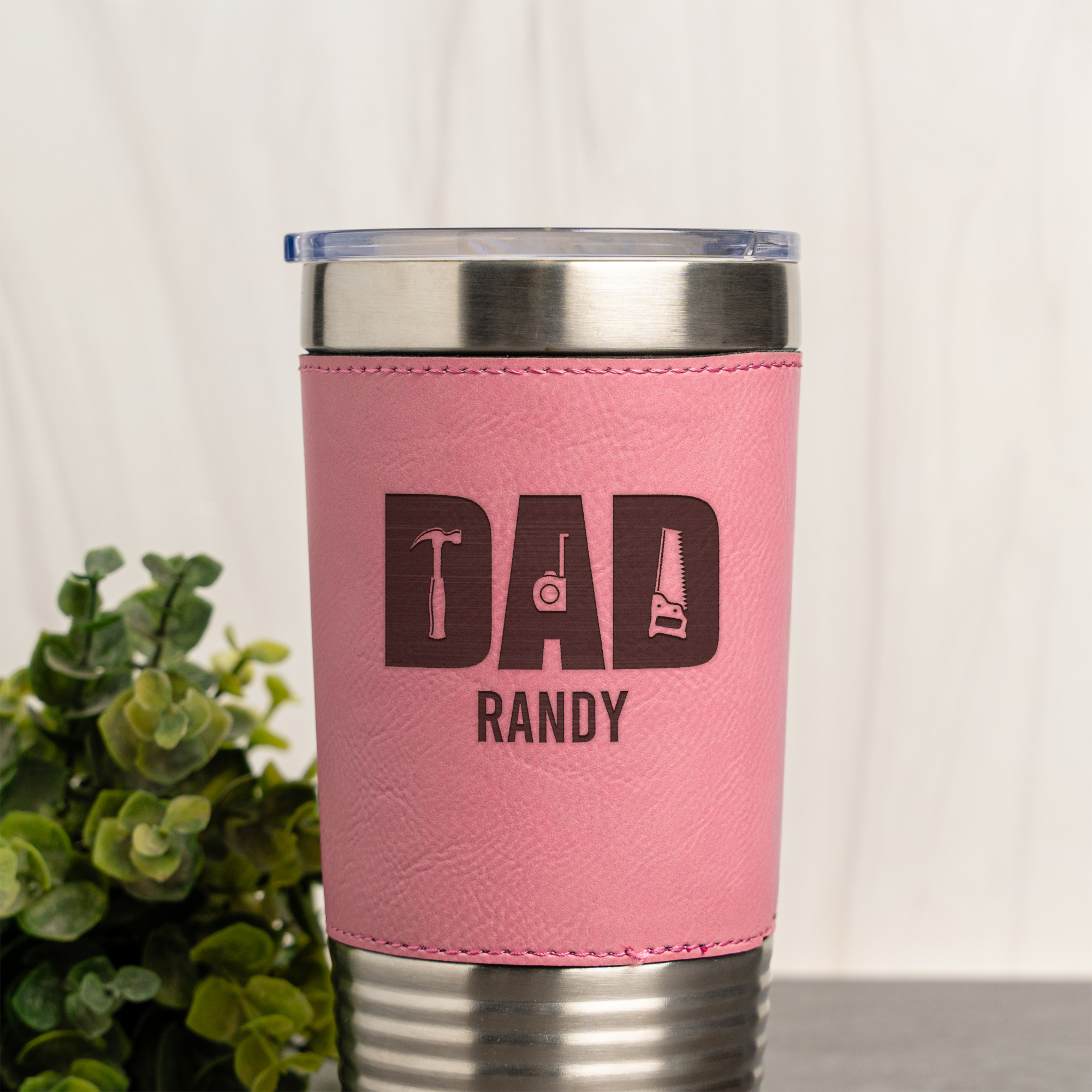 Custom Dad Handyman 20oz Leather Wrapped Tumbler