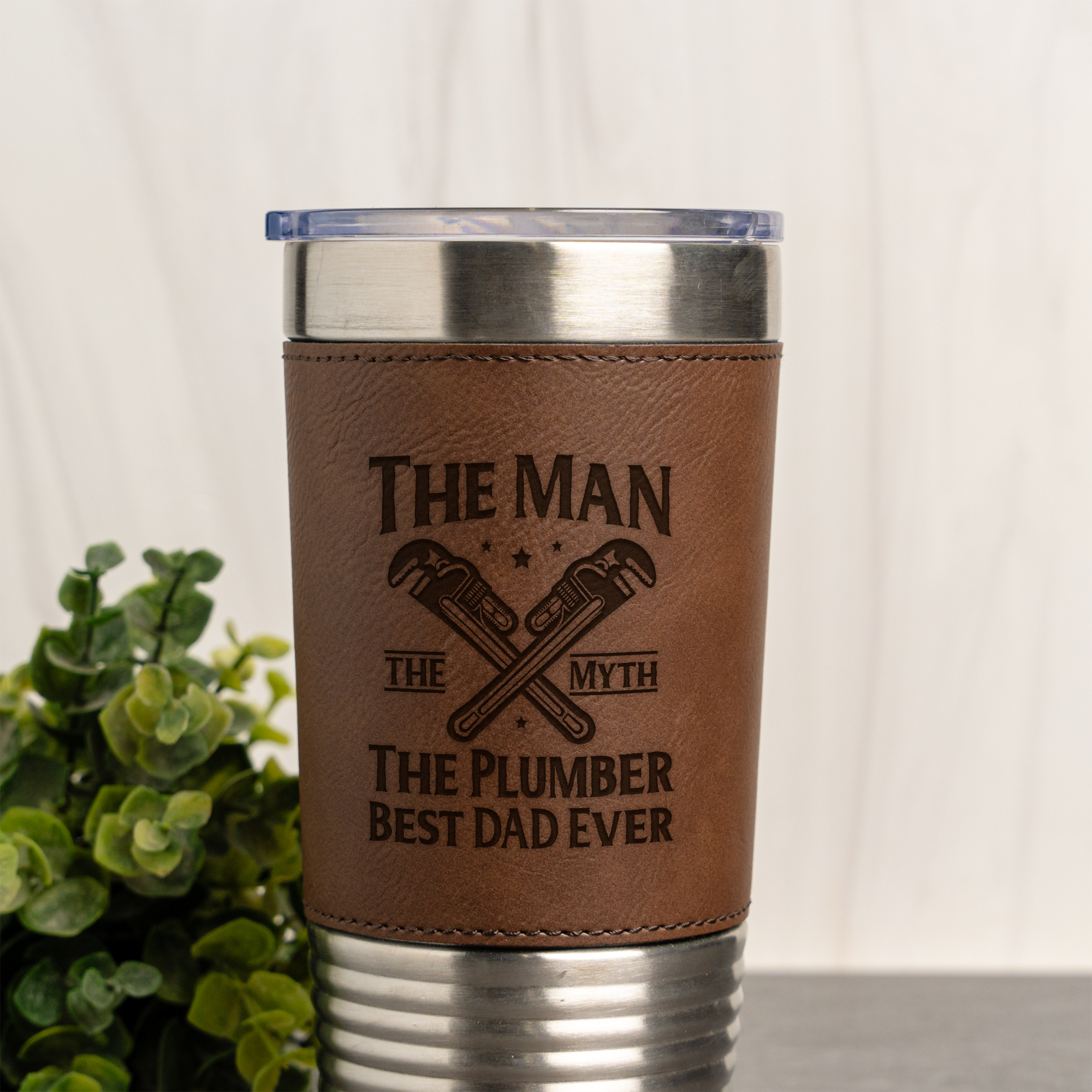 Father's Day Plumber Leather Wrapped Tumbler 20oz
