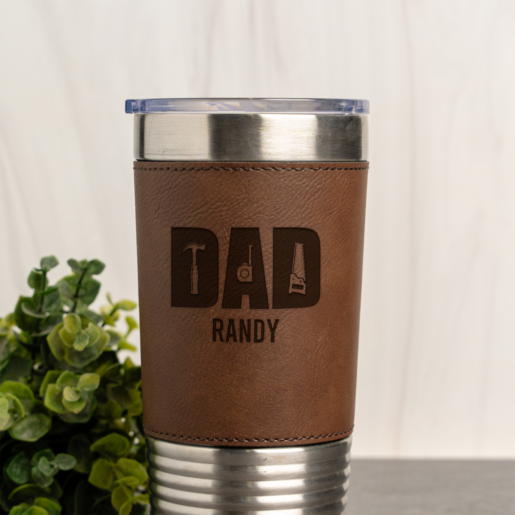 Custom Dad Handyman 20oz Leather Wrapped Tumbler