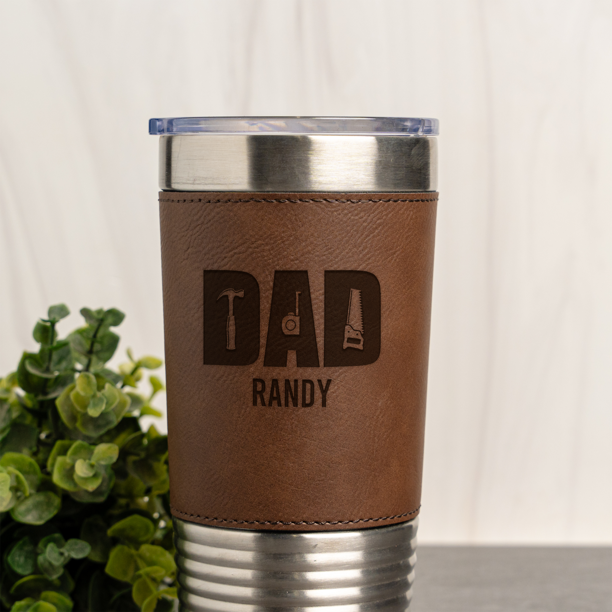 Custom Dad Handyman 20oz Leather Wrapped Tumbler