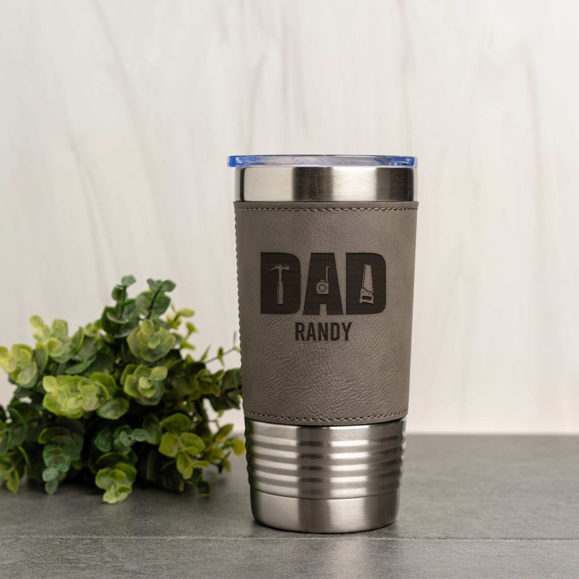 Custom Dad Handyman 20oz Leather Wrapped Tumbler