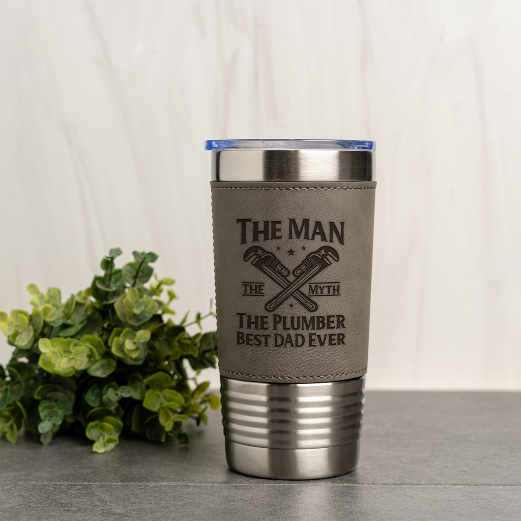 Father's Day Plumber Leather Wrapped Tumbler 20oz
