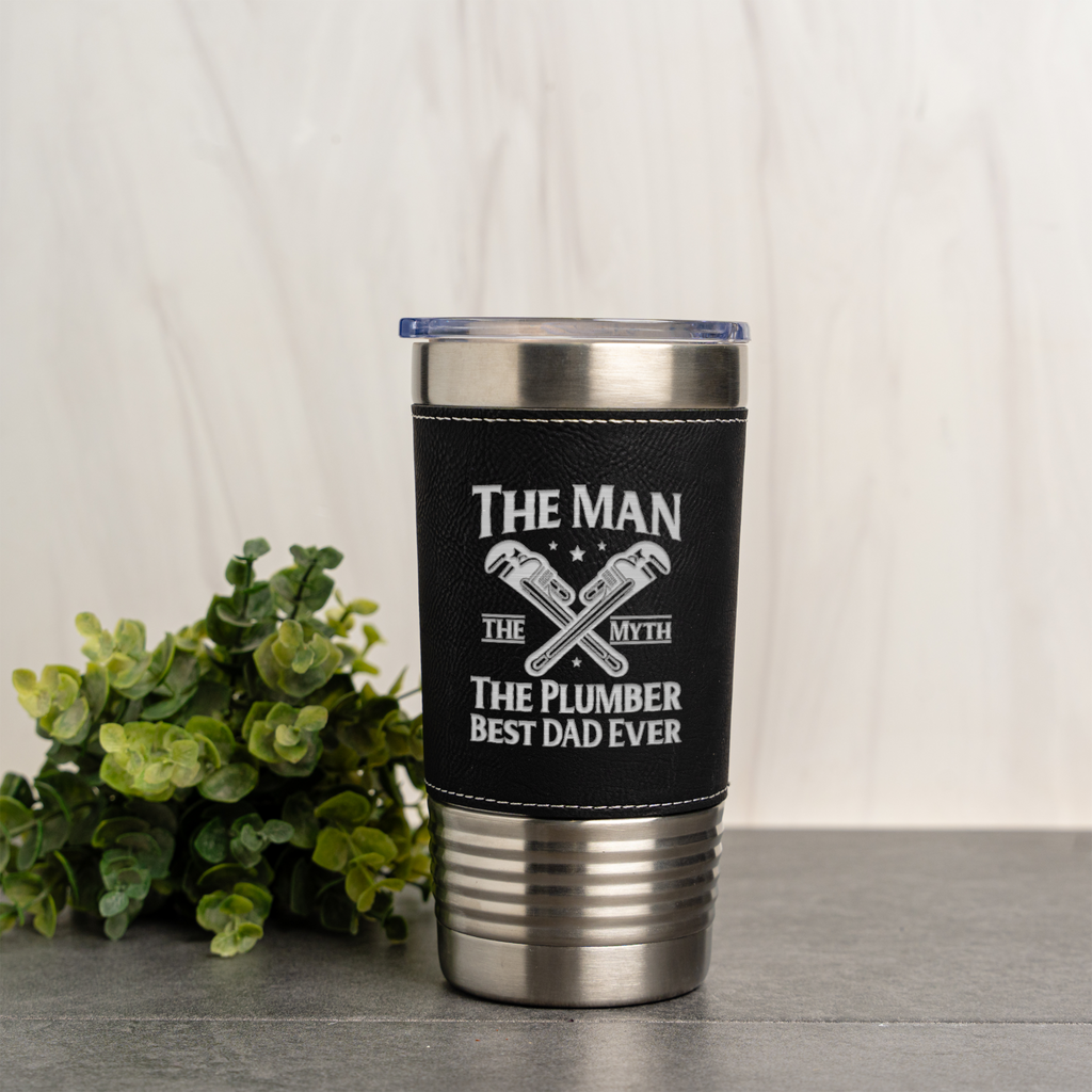 Father's Day Plumber Leather Wrapped Tumbler 20oz