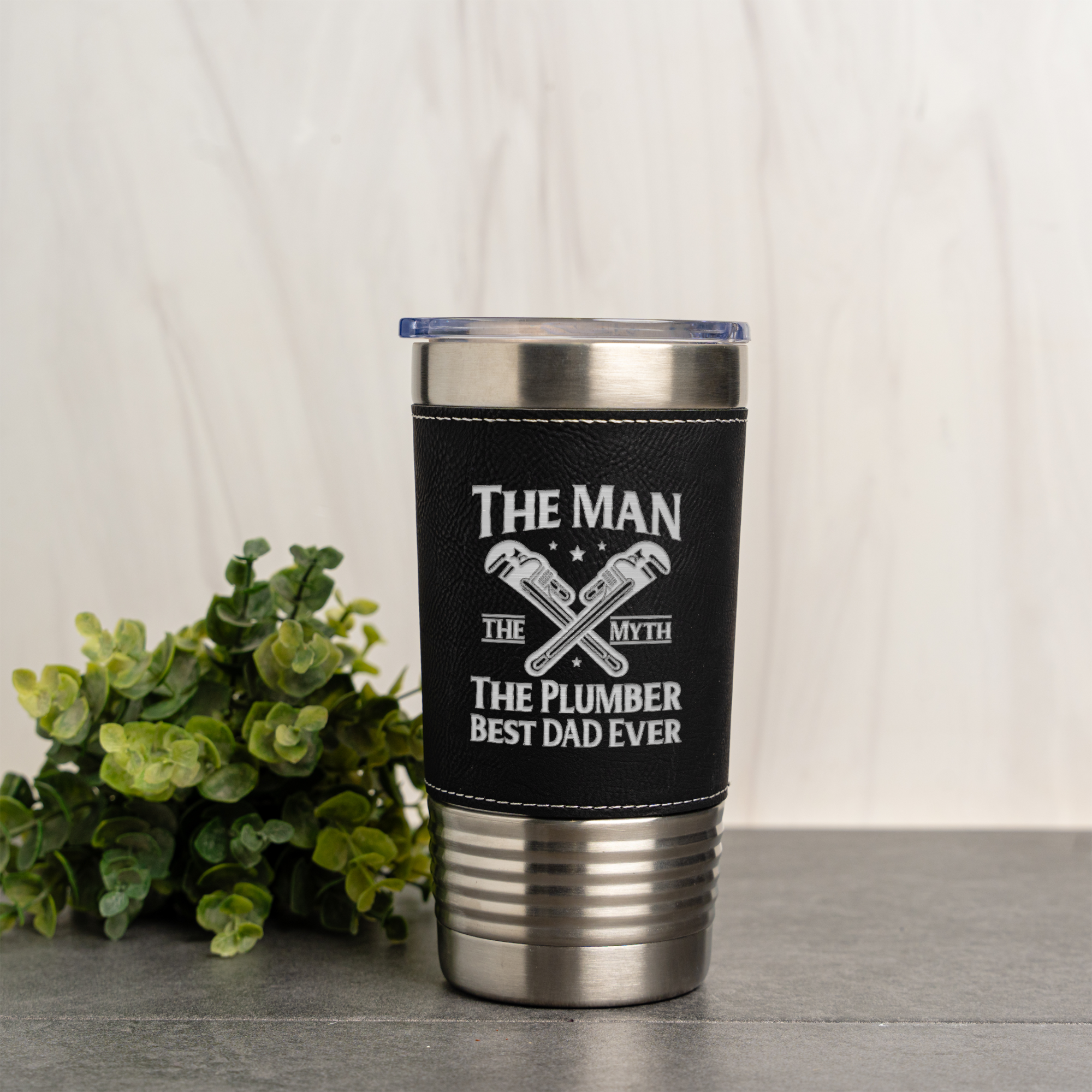 Father's Day Plumber Leather Wrapped Tumbler 20oz