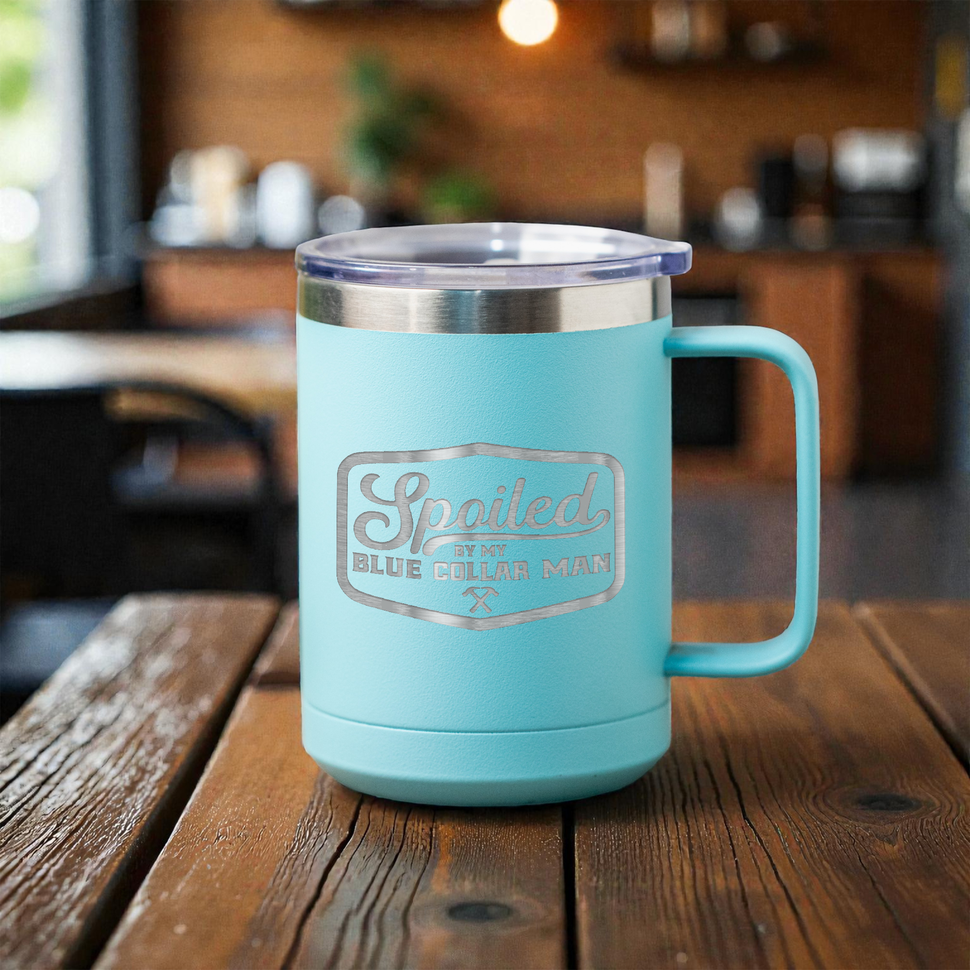 15oz Stainless Steel Mug - Spoiled by My Blue Collar Man