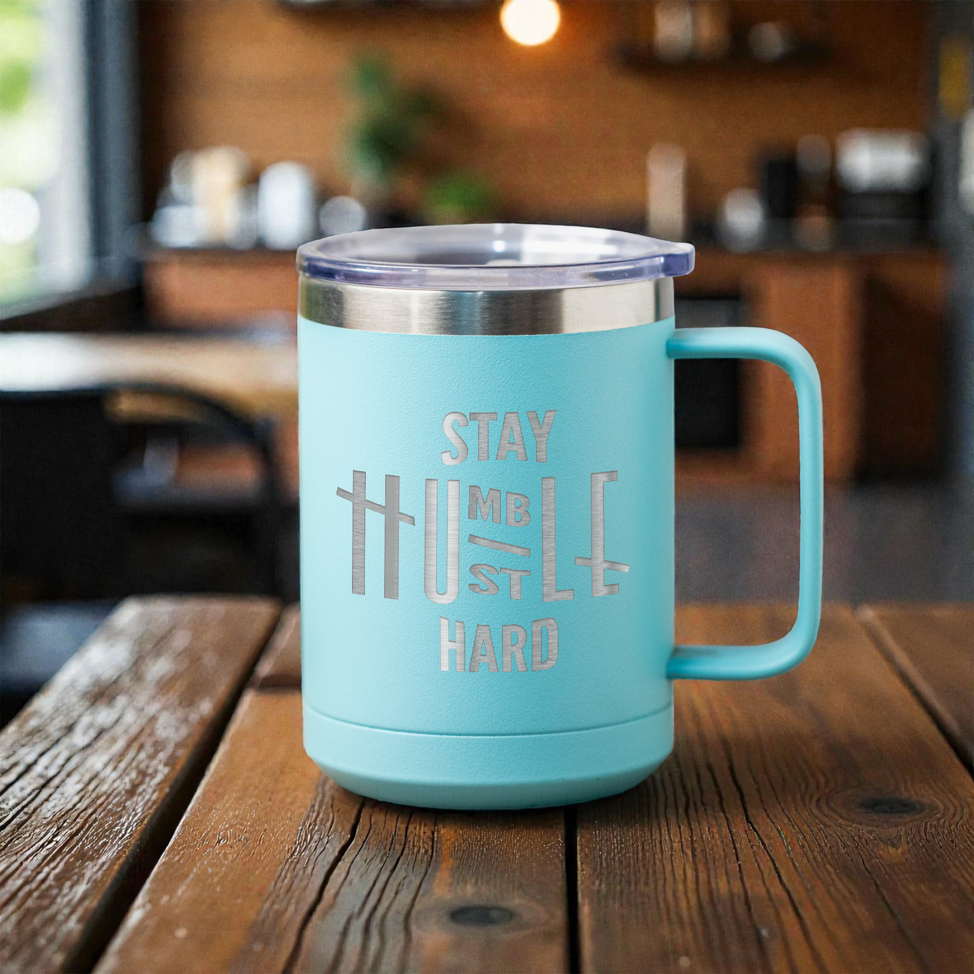 15oz Stainless Steel Mug - Stay Humble Hustle Hard