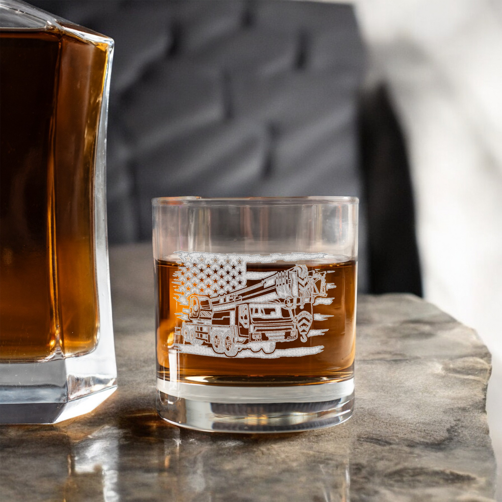 Construction American Flag Whiskey Glass
