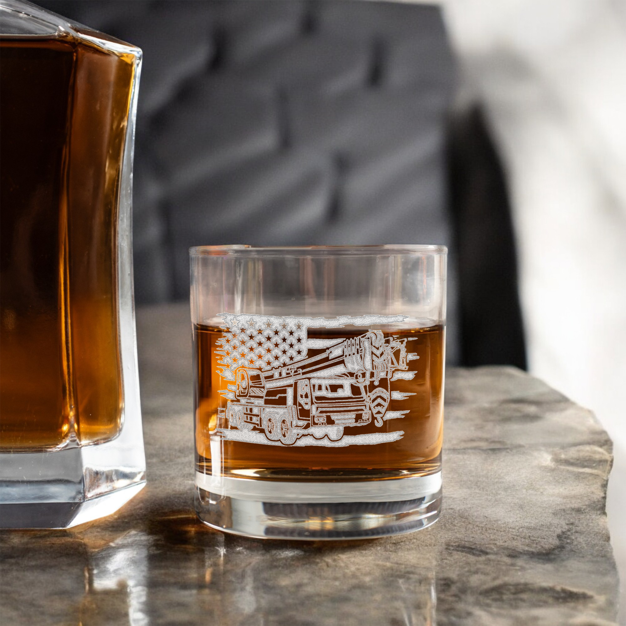 Construction American Flag Whiskey Glass