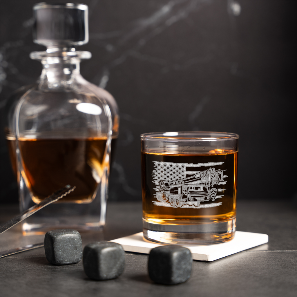 Construction American Flag Whiskey Glass