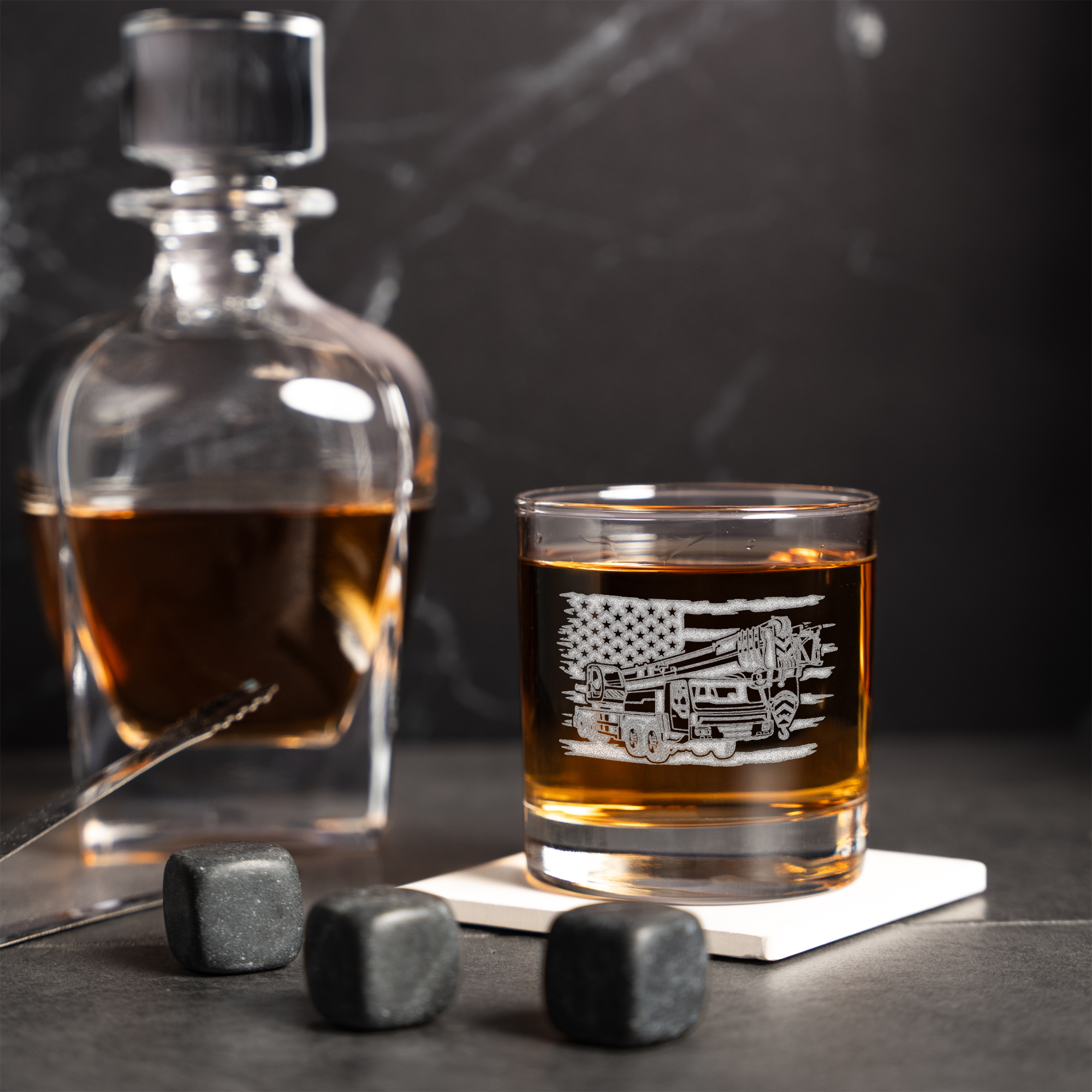 Construction American Flag Whiskey Glass