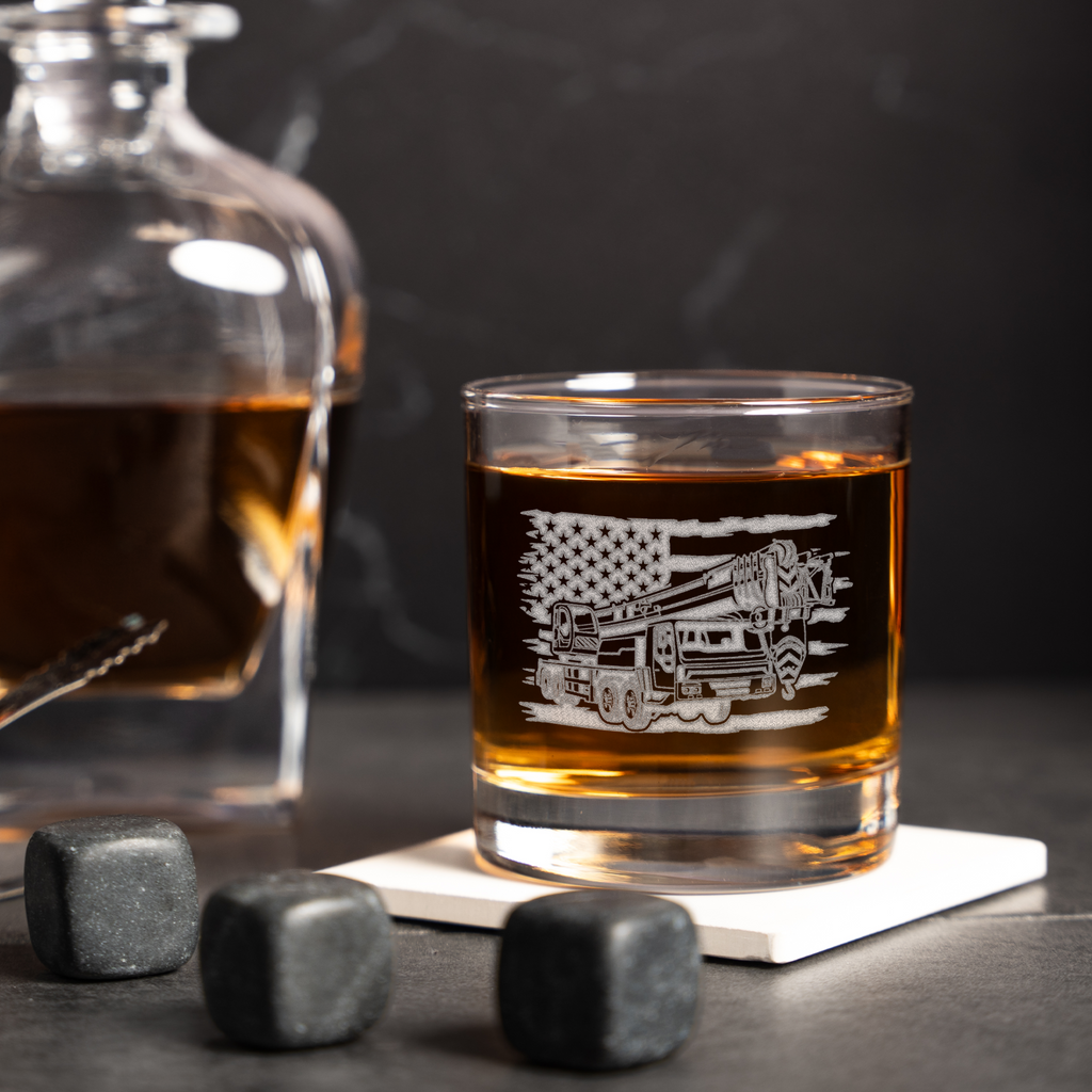 Construction American Flag Whiskey Glass