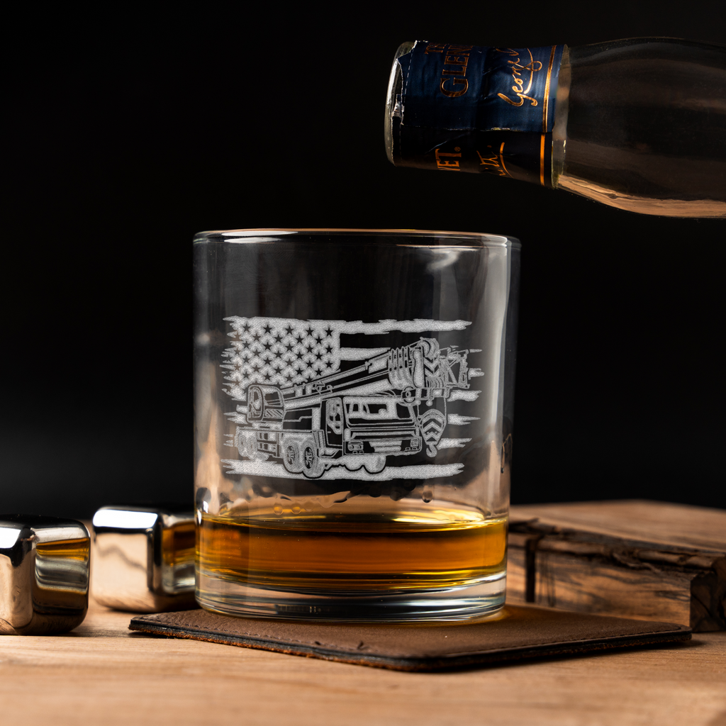 Construction American Flag Whiskey Glass