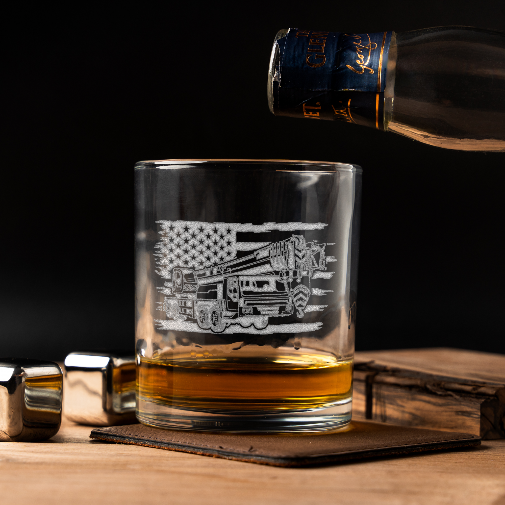 Construction American Flag Whiskey Glass