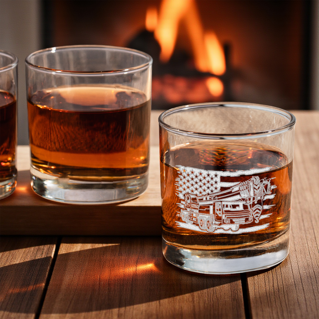 Construction American Flag Whiskey Glass